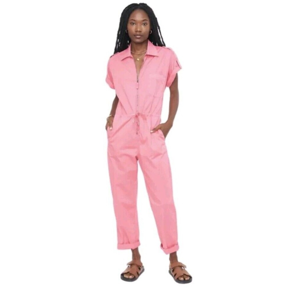 Pistola Jordan Jumpsuit Women's XXS Pink Short Sleeve Drawstring Waist Zip Front